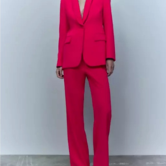 Zara bright fuschia pink tuxedo blazer XL NWT - Picture 2 of 8